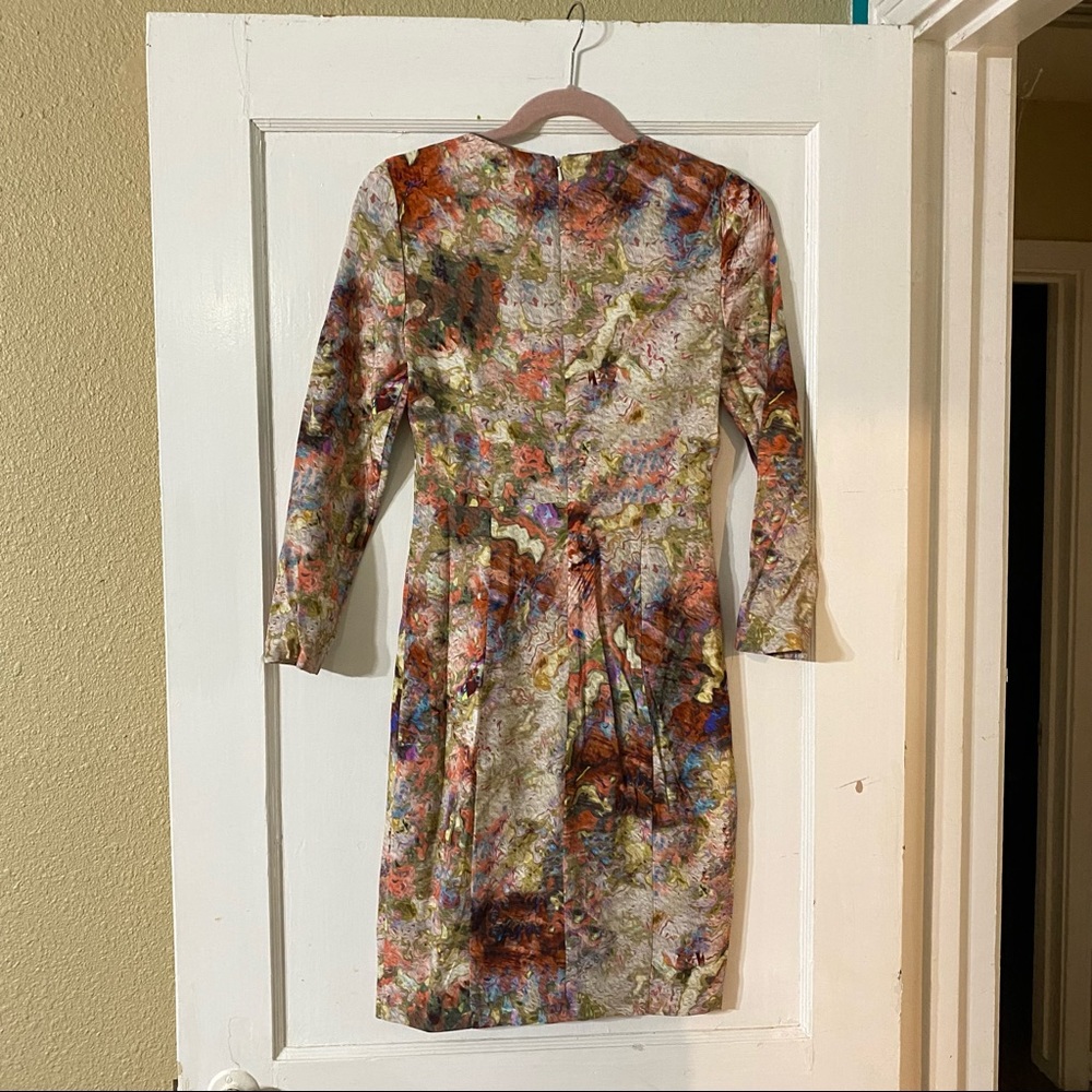 Black halo pencil dress watercolor print size 2